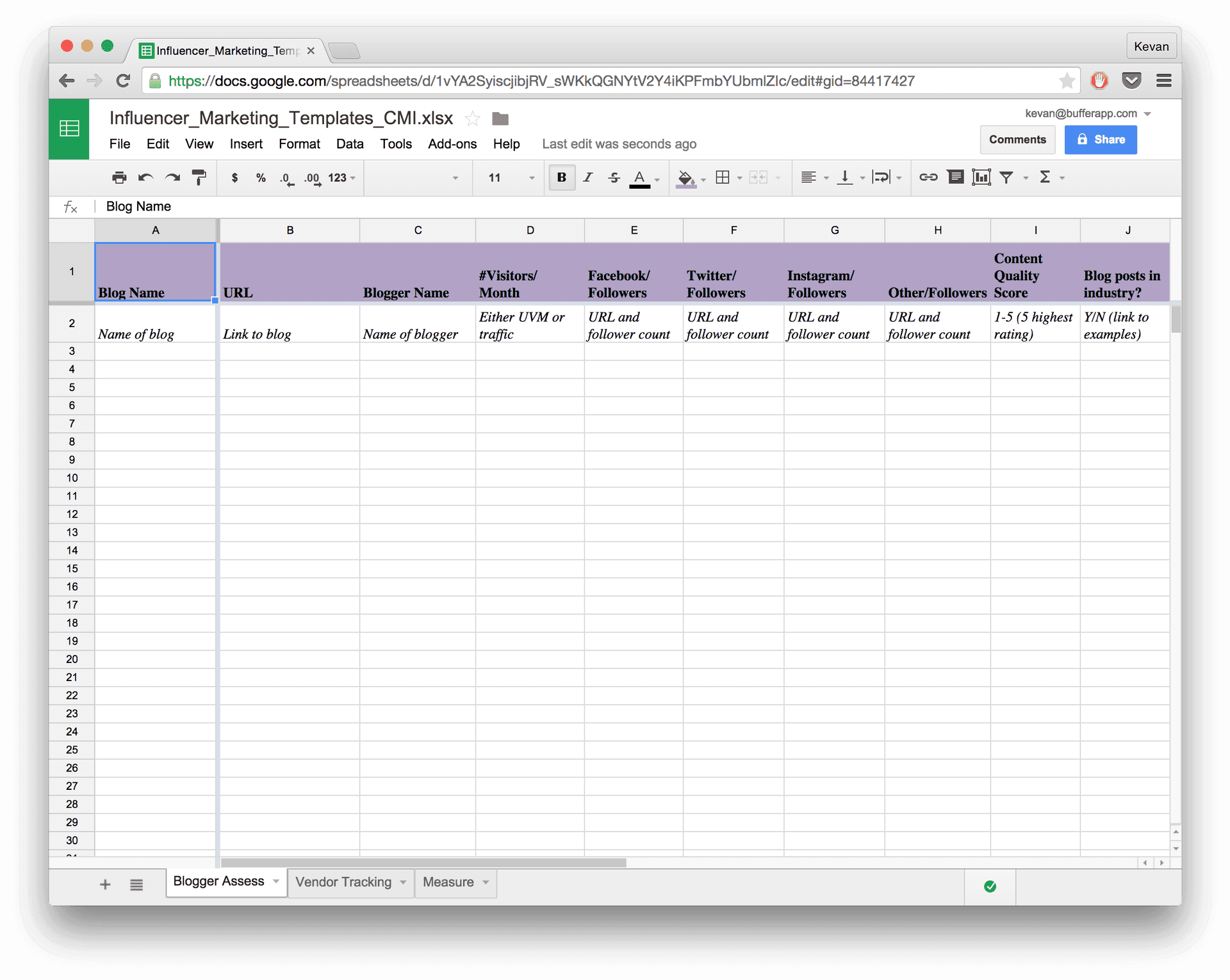 Influencer_ Marketing_ Spreadsheet_ Template PNG Image