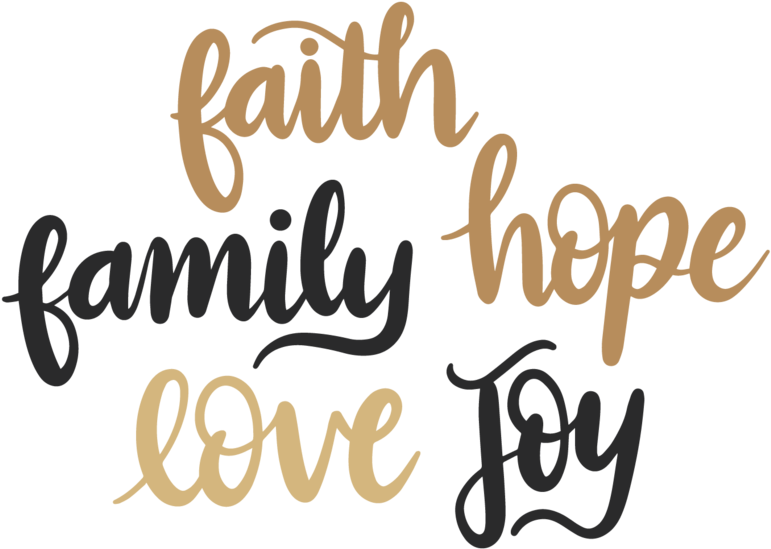 Inspirational Word Art Faith Family Hope Love Joy PNG Image