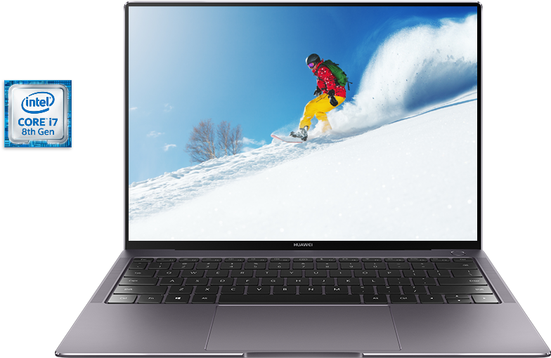 Intel Corei78th Gen Laptop Snowboarding Display PNG Image