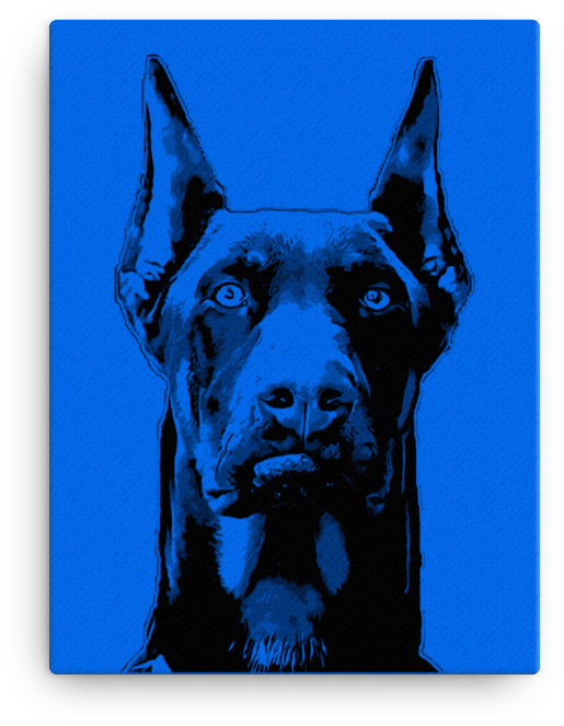 Intense Blue Doberman Portrait PNG Image