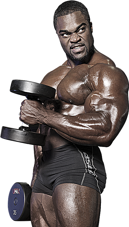 Intense Bodybuilder Dumbbell Curl PNG Image