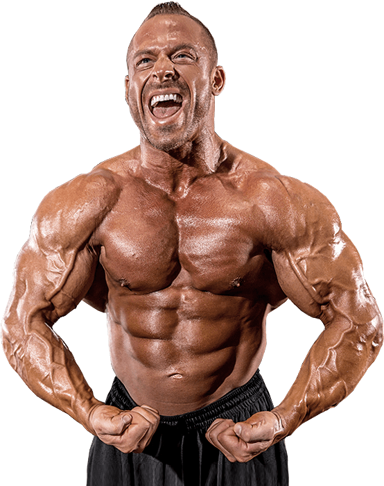 Intense Bodybuilder Flexing Muscles PNG Image