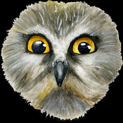 Intense Eyed Owl Watercolor PNG Image