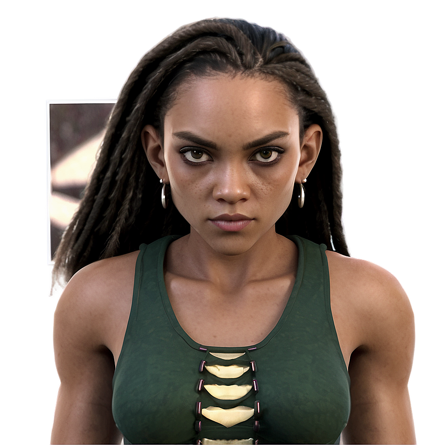 Intense Gaze Female Character PNG Image