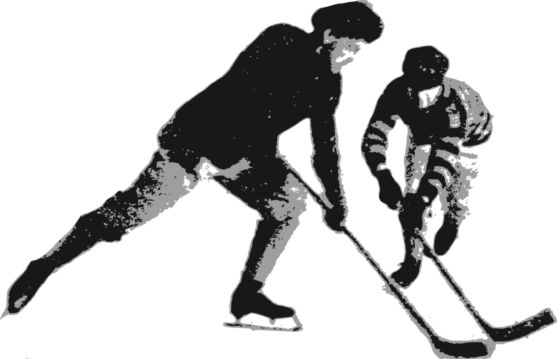 Intense Hockey Faceoff Silhouette PNG Image