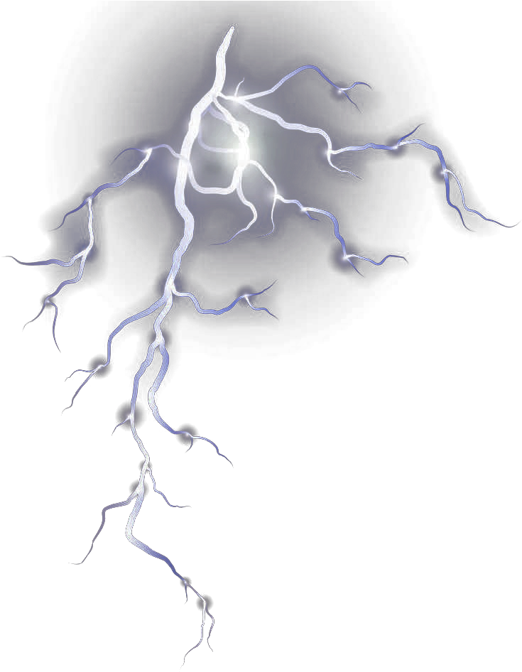 Intense Lightning Strike Dark Sky PNG Image