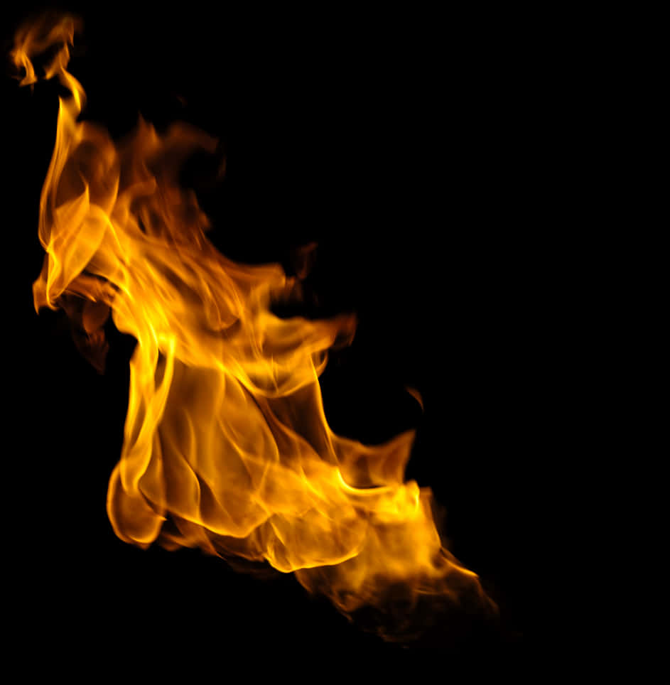 Intense Orange Flameon Black Background PNG Image