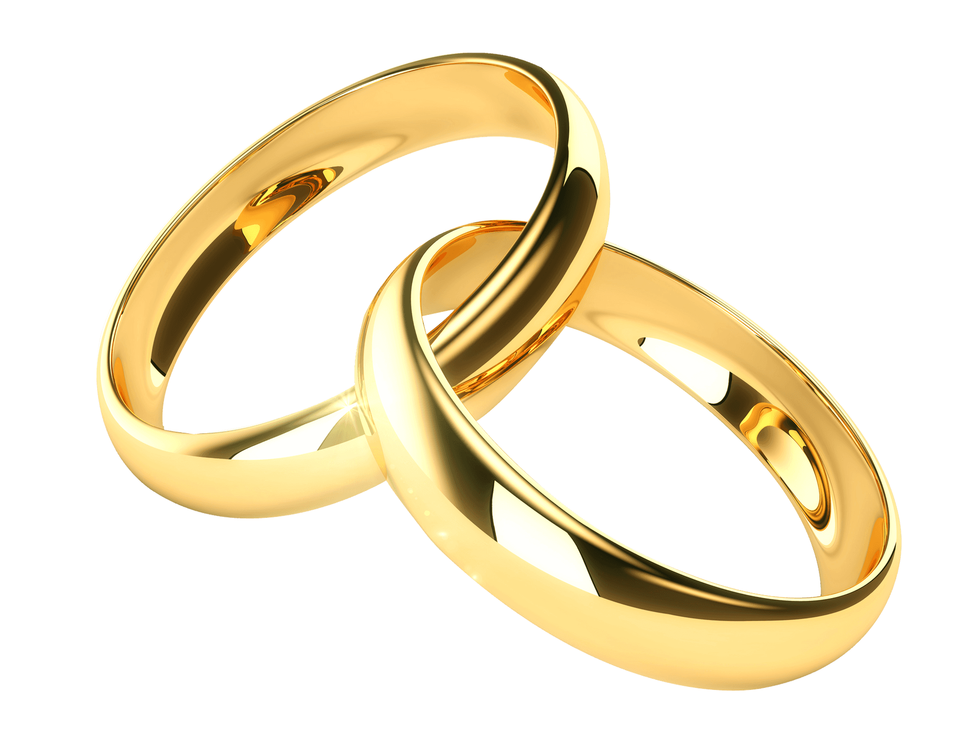 Interlocked Gold Wedding Rings PNG Image