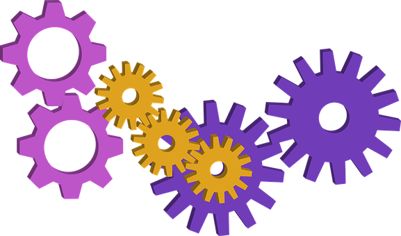 Interlocking Gears Graphic PNG Image