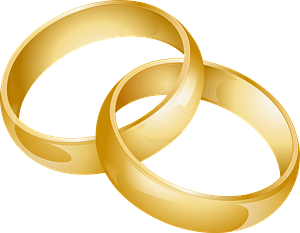 Interlocking Gold Wedding Rings Clipart PNG Image