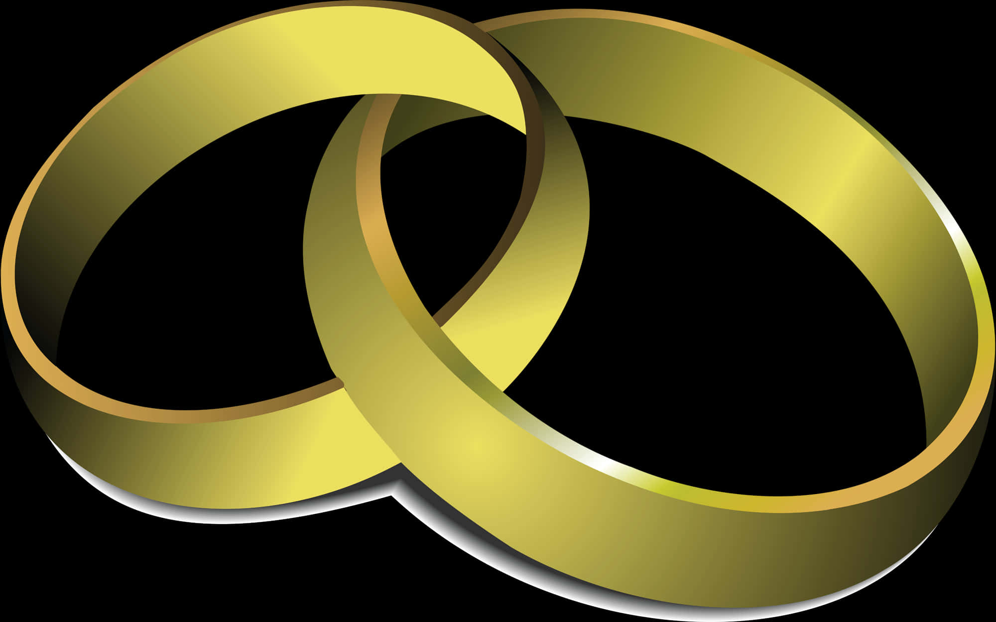 Interlocking Golden Rings Graphic PNG Image