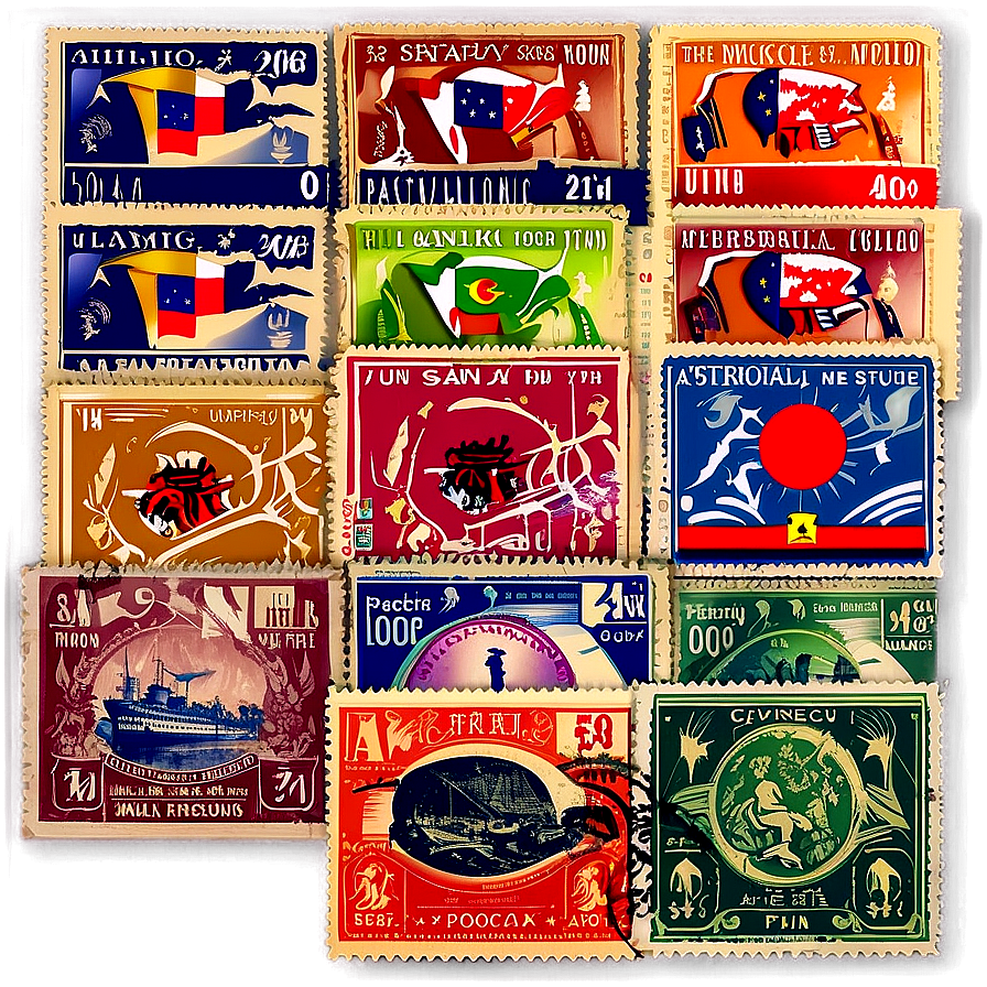 International Postage Stamp Collection Png Xda55 PNG Image