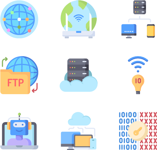 Internet Technology Icons Set PNG Image