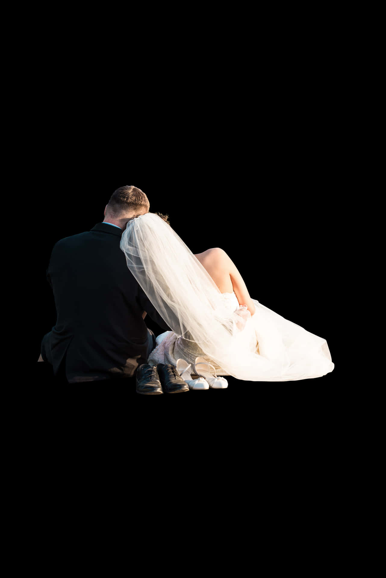 Intimate Wedding Moment Black Background PNG Image