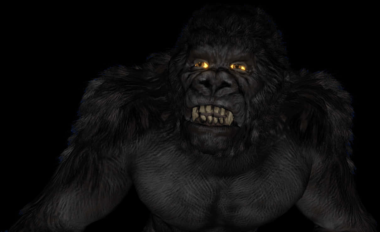 Intimidating King Kong Portrait PNG Image