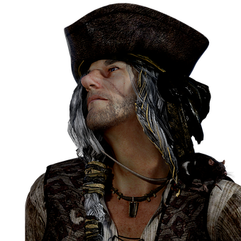 Intrepid Pirate Portrait PNG Image