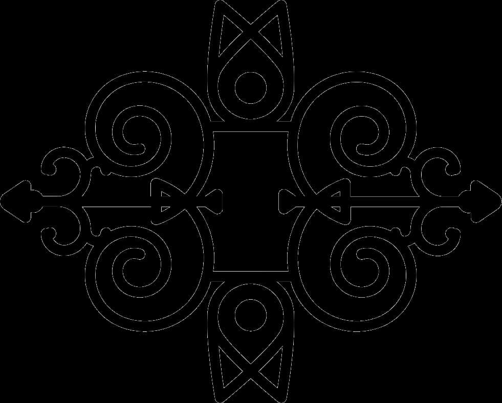 Intricate Black Floral Design PNG Image