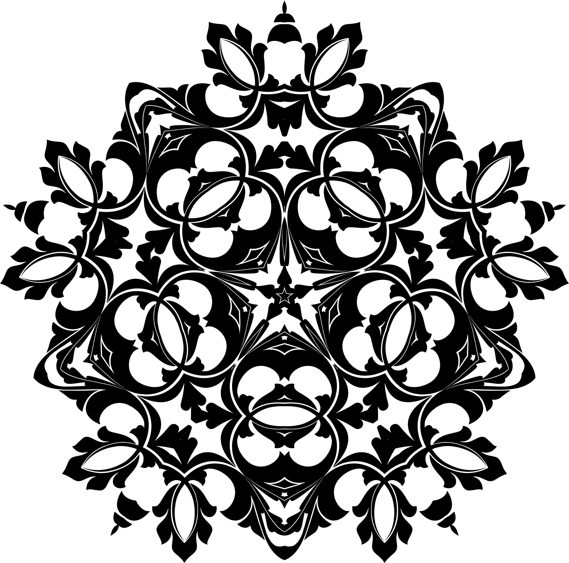 Intricate Black Flourish Design PNG Image