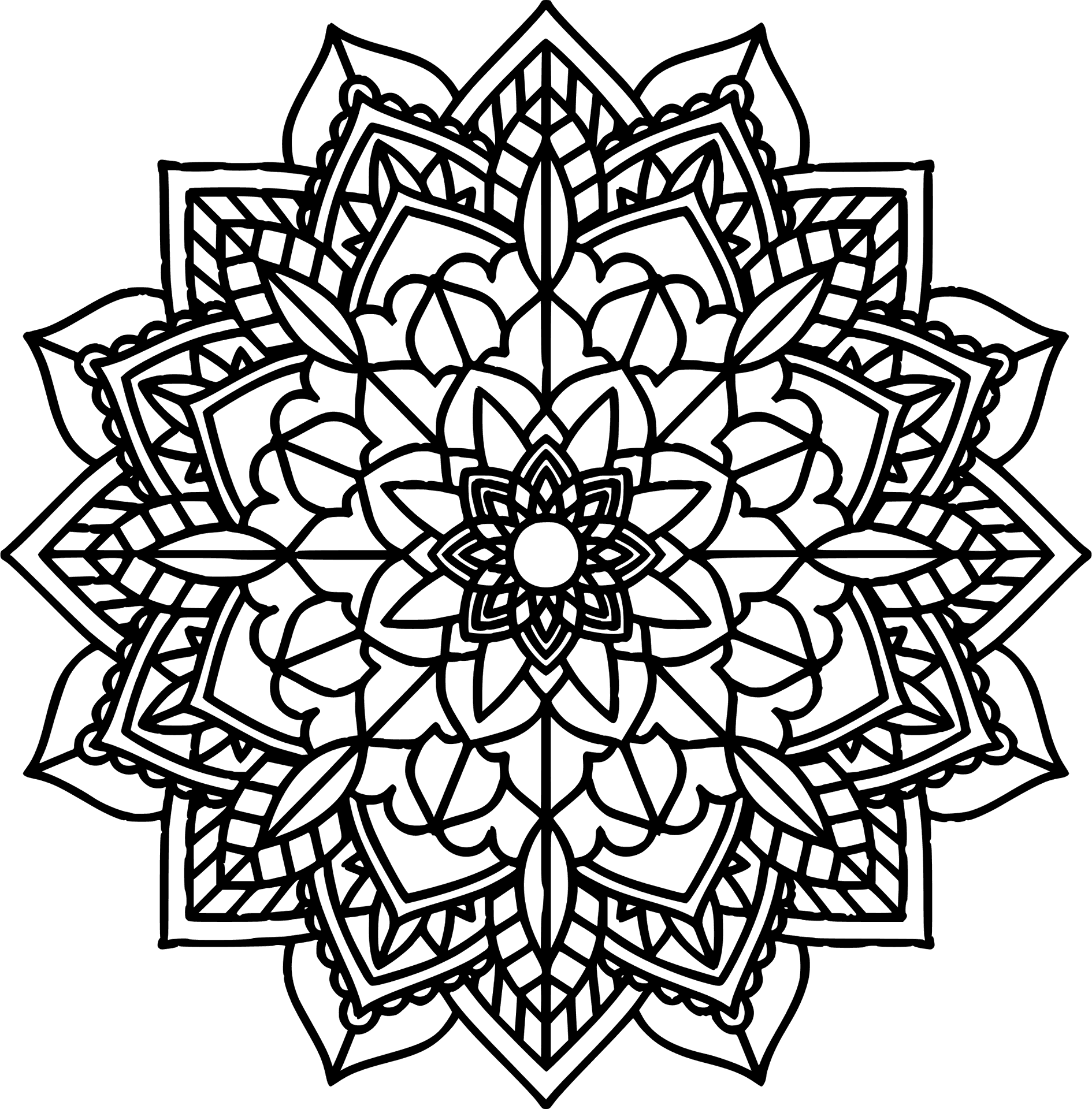 Intricate Black Mandala Design PNG Image