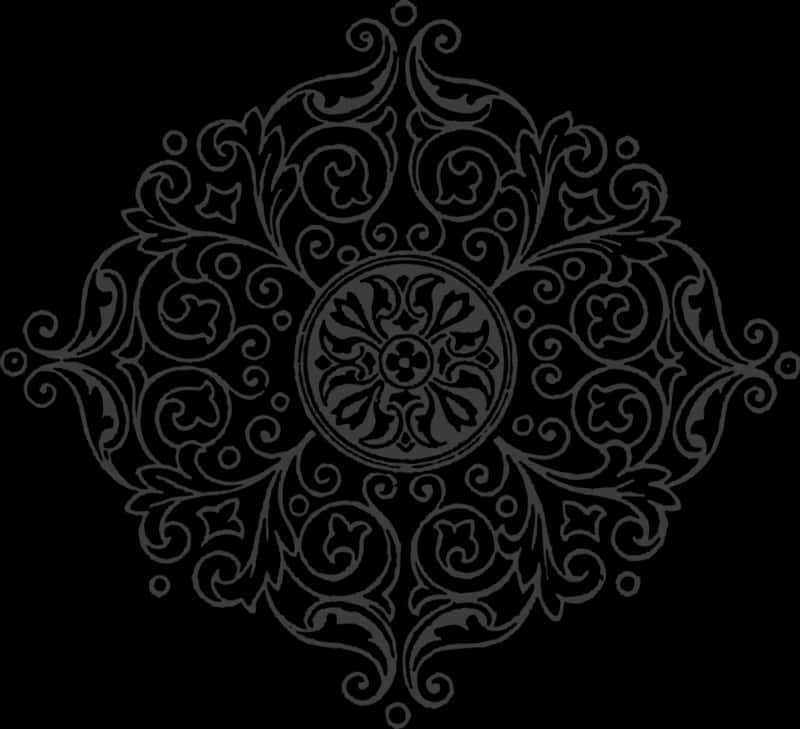 Intricate Black Mandala Pattern PNG Image