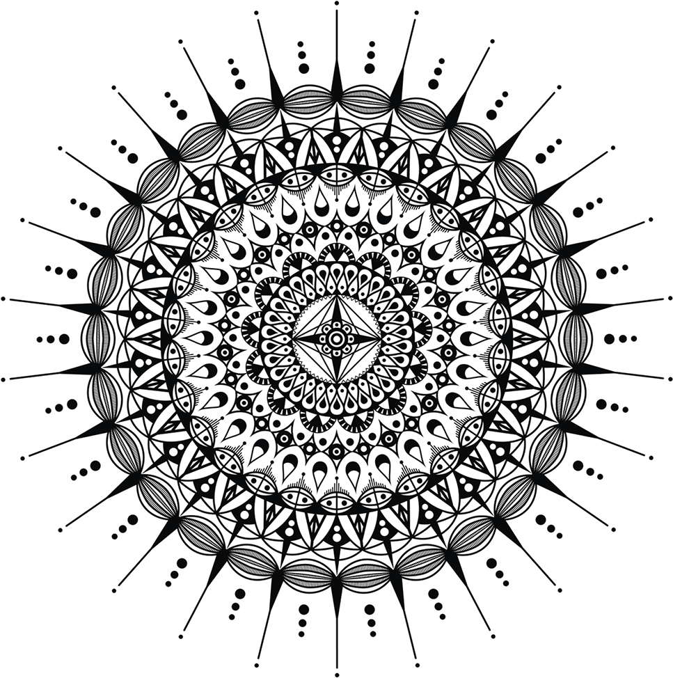 Intricate Black Mandalaon Blue Background PNG Image