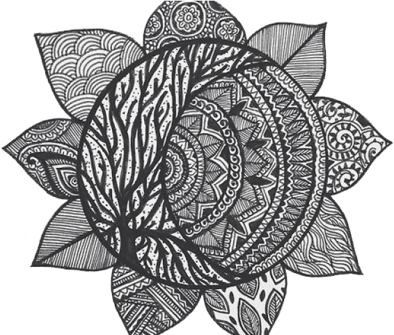 Intricate Blackand White Mandala Art PNG Image