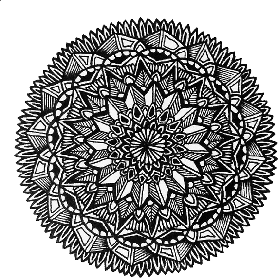 Intricate Blackand White Mandala Art PNG Image