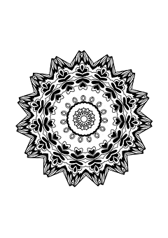 Intricate Blackand White Mandala Design PNG Image