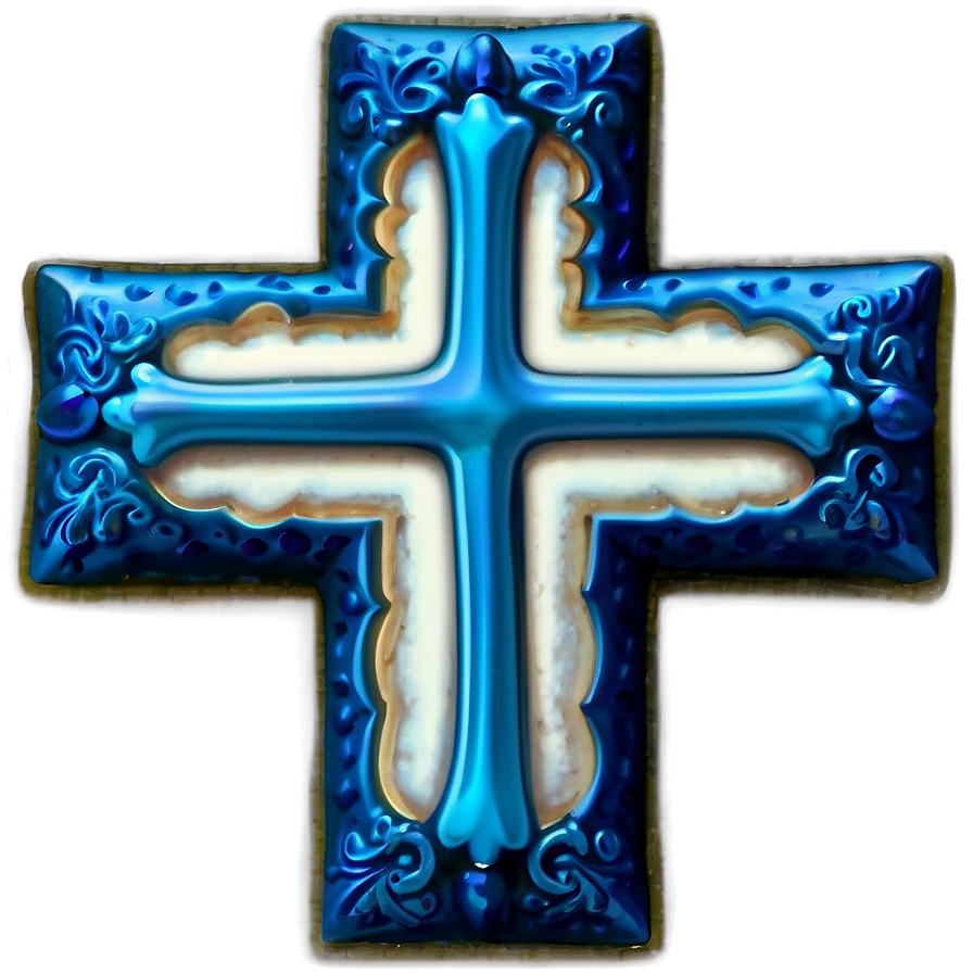 Intricate Blue Cross Detail Png Yke PNG Image