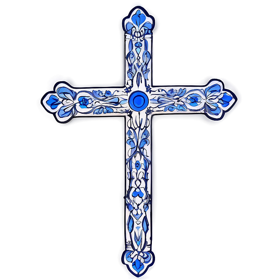 Intricate Blue Cross Detail Png Ynu17 PNG Image