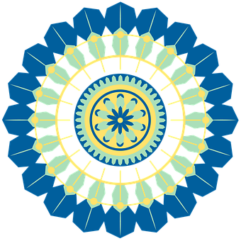 Intricate Blue Gold Mandala Art PNG Image