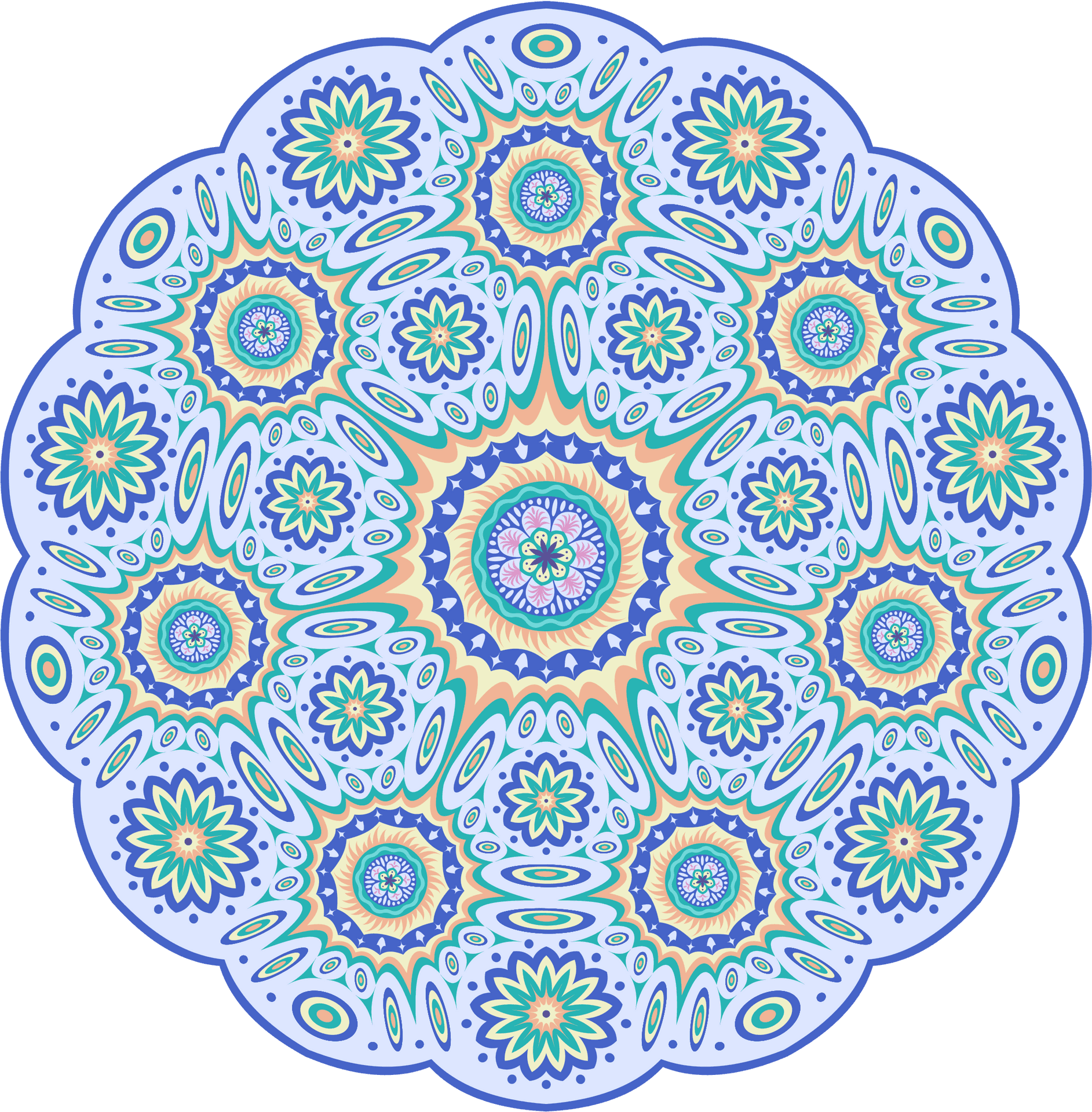 Intricate Blue Green Mandala Art PNG Image