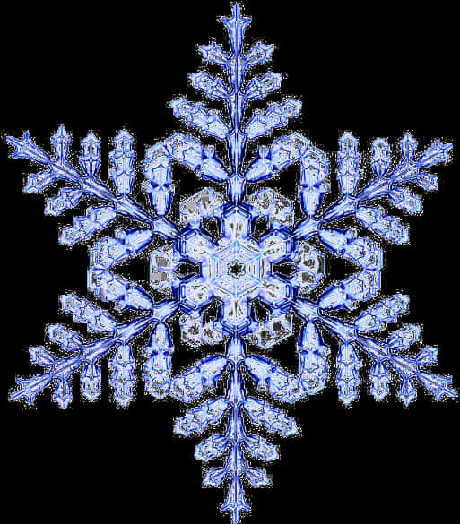 Intricate Blue Snowflake Pattern PNG Image