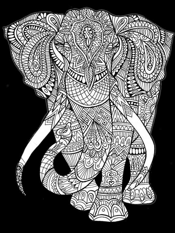 Intricate Elephant Mandala Art PNG Image