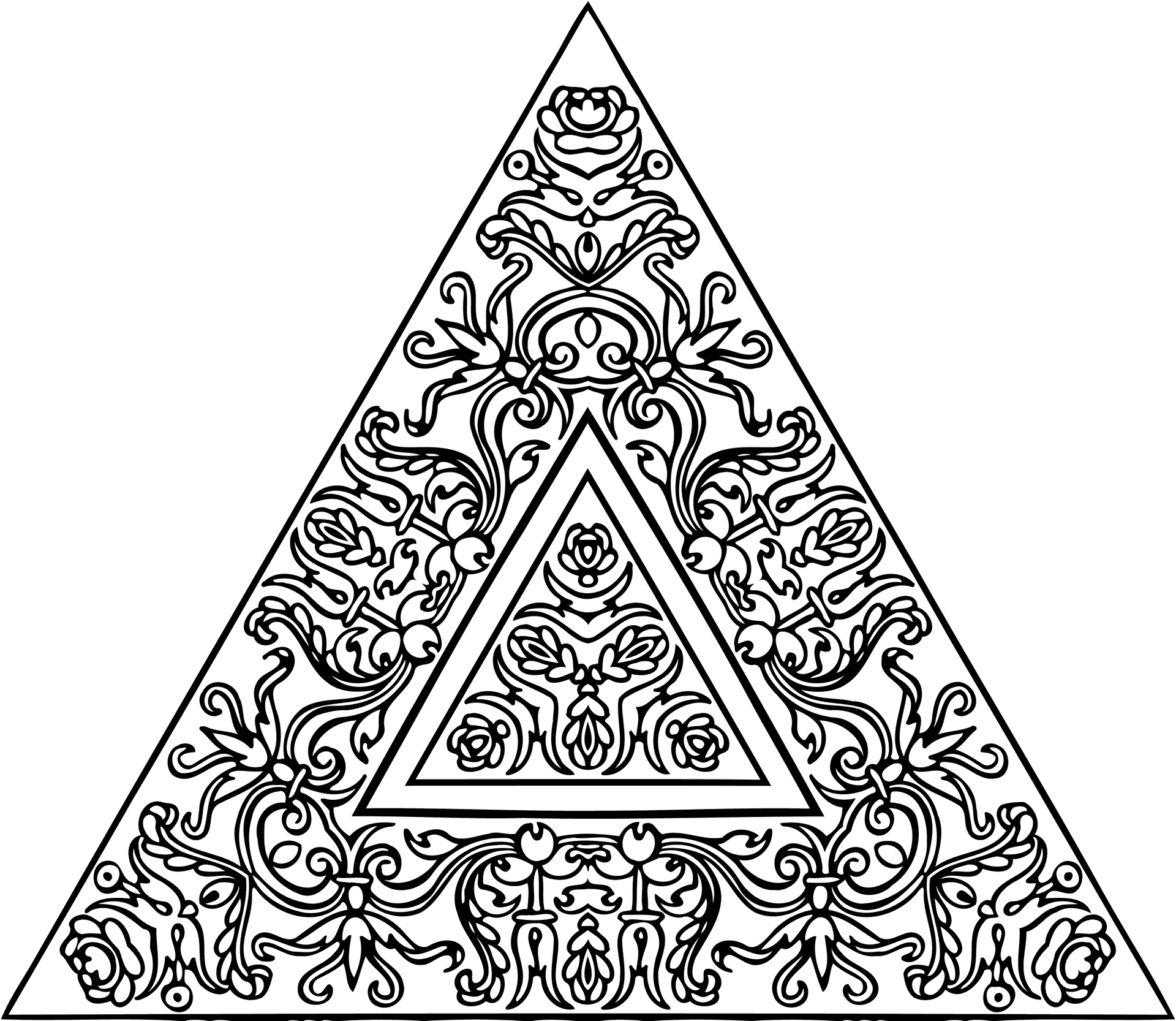 Intricate Floral Triangle Design PNG Image