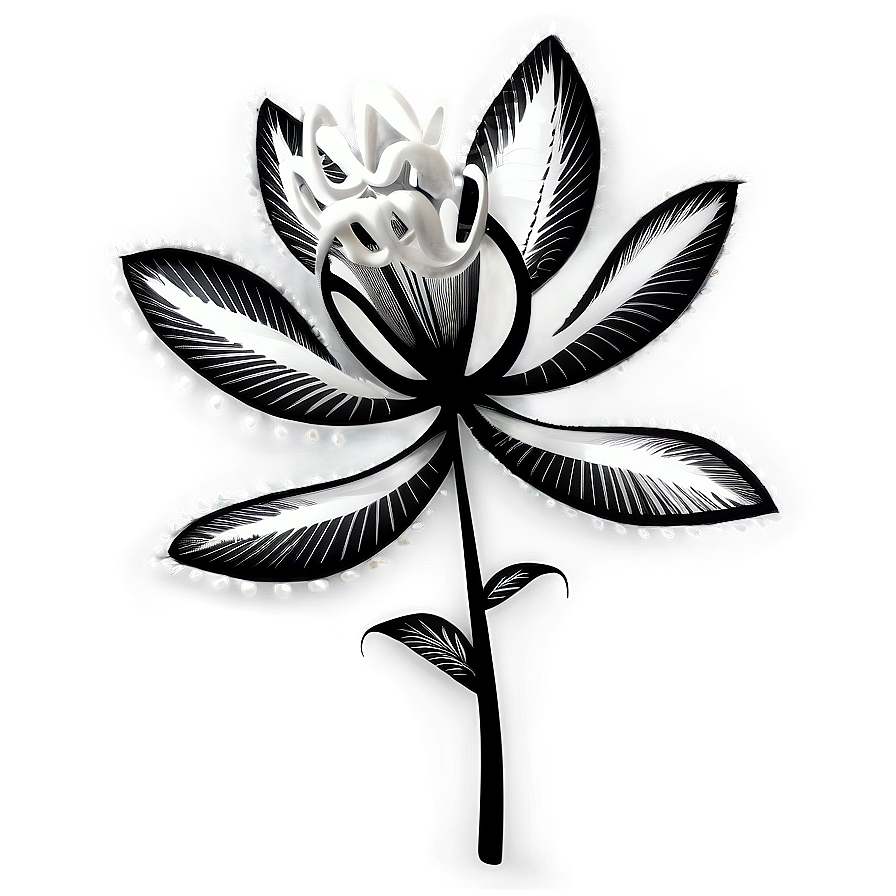 Intricate Flower Black And White Png Gpg32 PNG Image