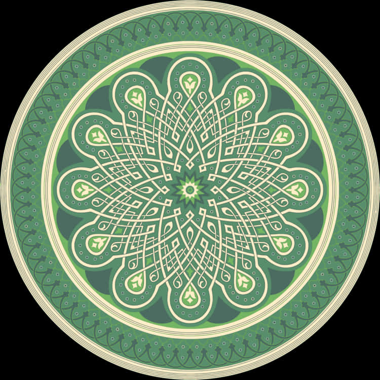 Intricate Green Mandala Pattern PNG Image