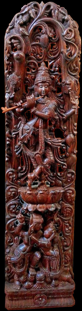 Intricate Hindu Deity Carving PNG Image