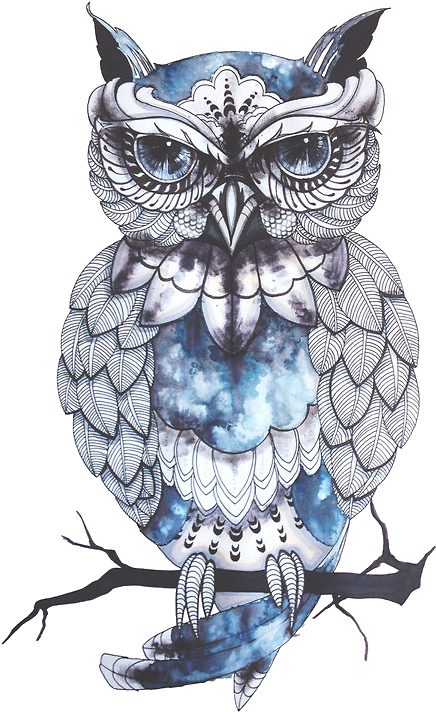 Intricate Owl Tattoo Design PNG Image