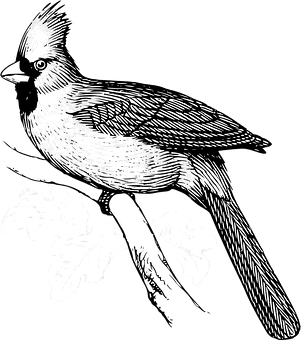 Intricate Sketchof Birdon Branch PNG Image