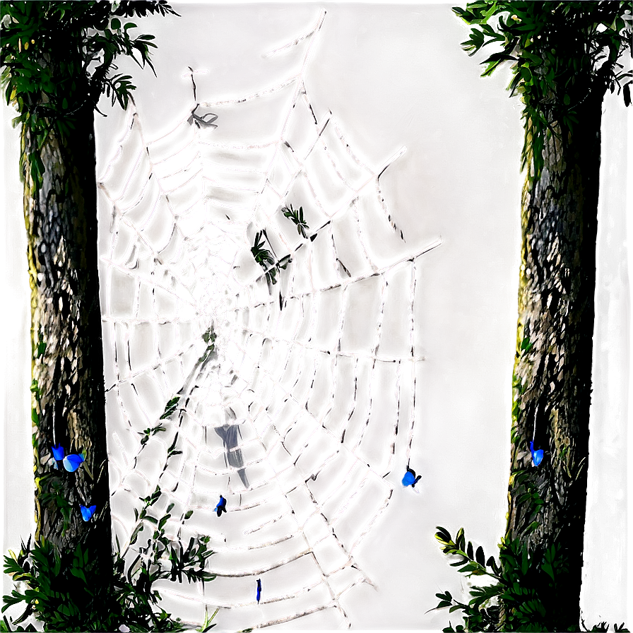 Intricate Spider Web Forest Scene PNG Image