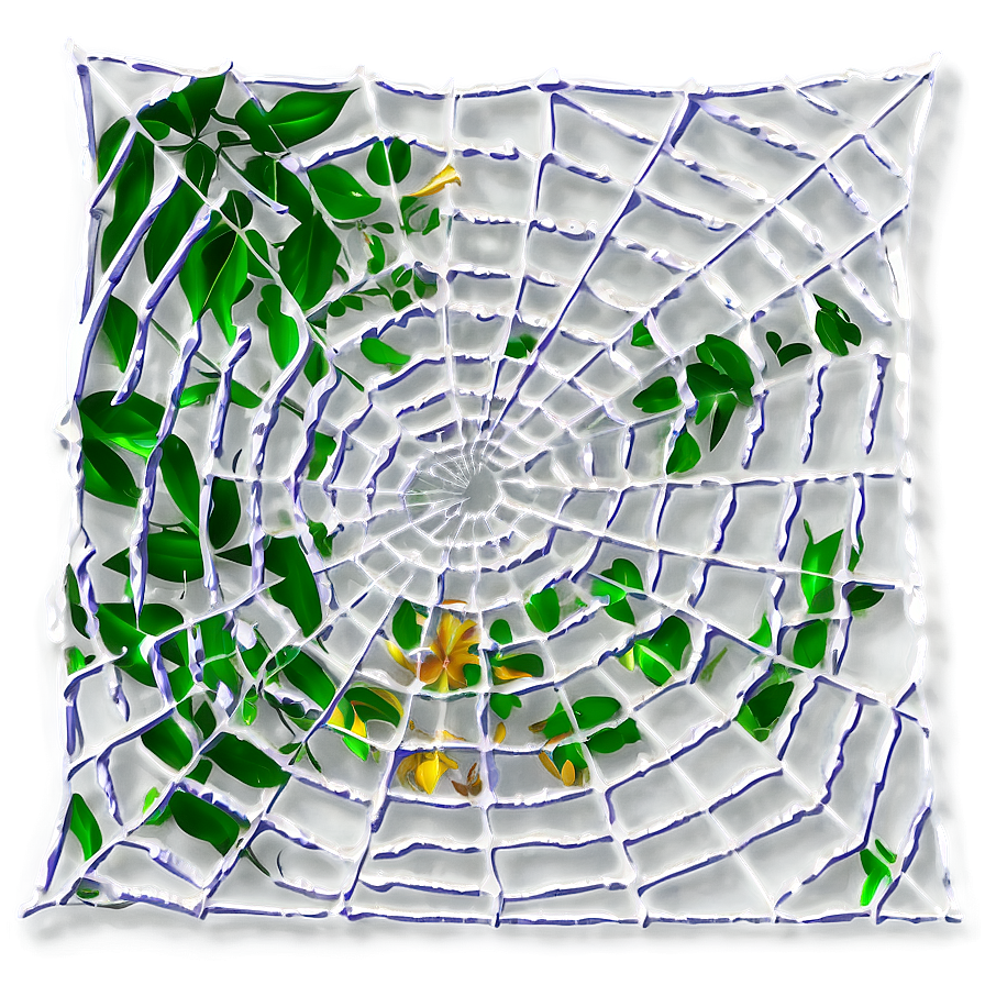 Intricate Spider Webwith Leaves PNG Image