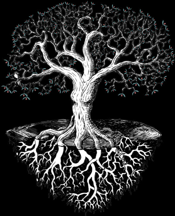 Intricate Treeand Roots Artwork PNG Image