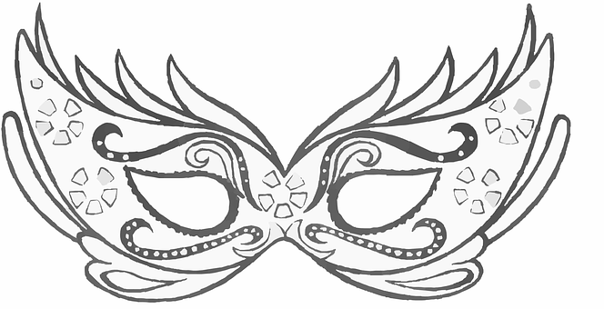 Intricate Venetian Mask Outline PNG Image