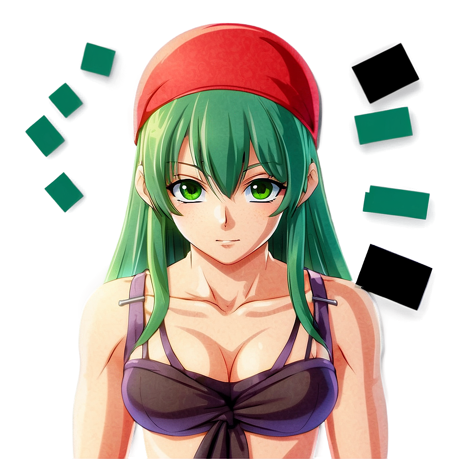 Intriguing Green Haired Anime Png For Download Rbu23 PNG Image