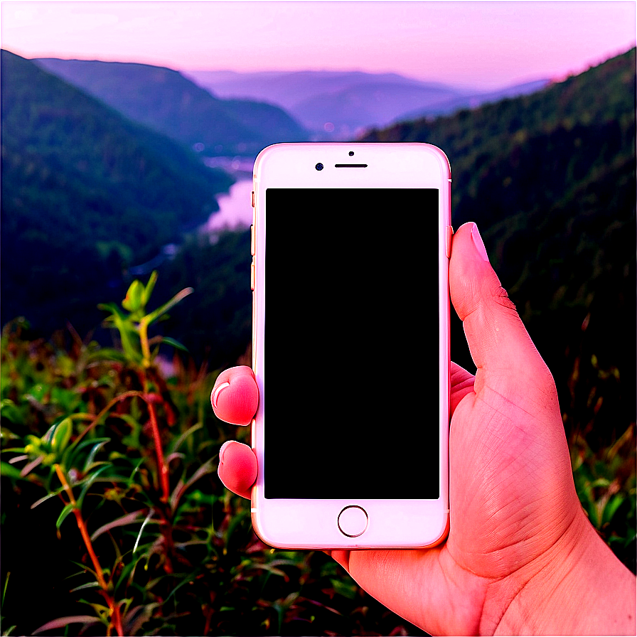 Iphone Mockup In Nature Png Onn PNG Image