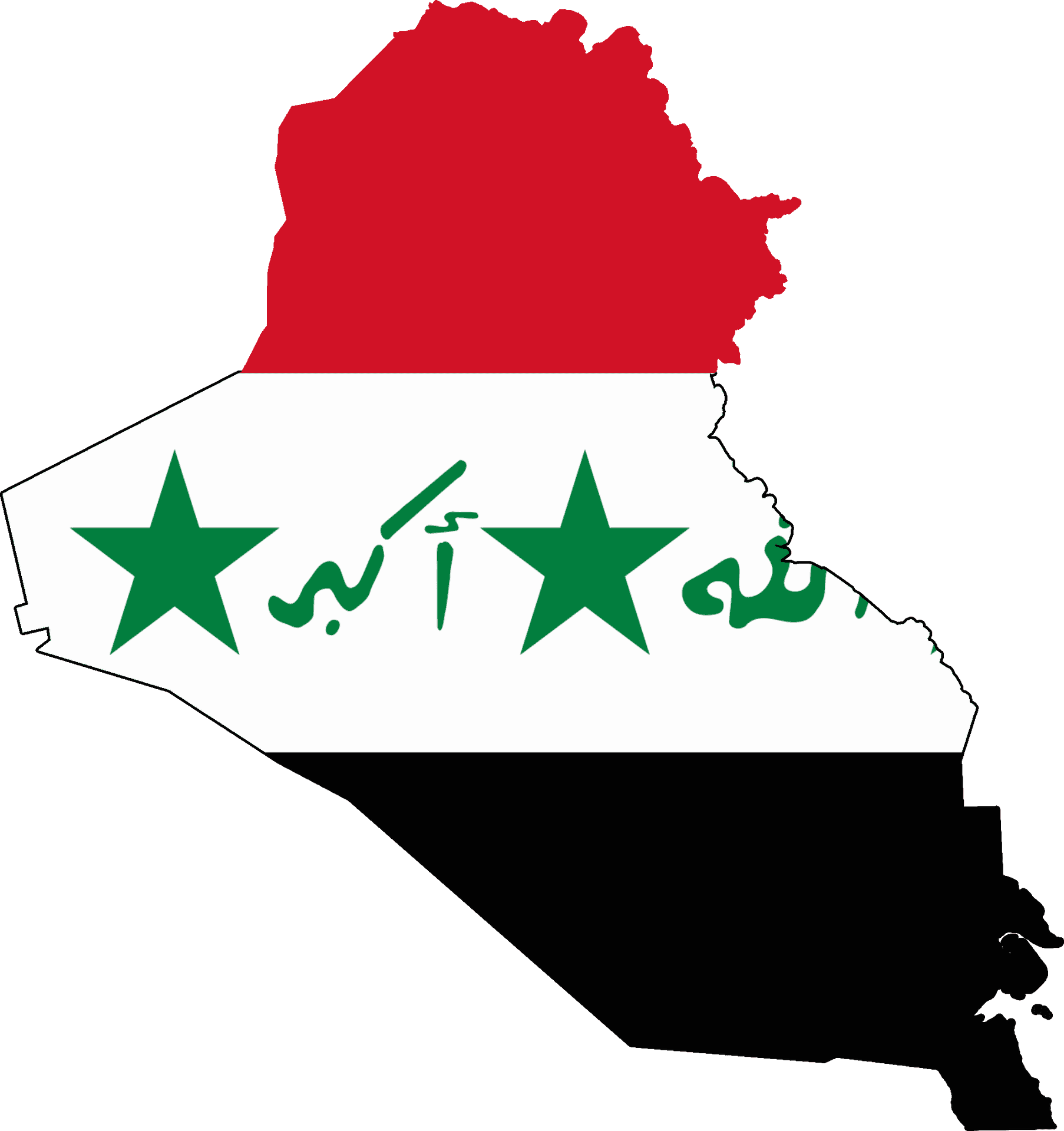 Iraq Map Outlined With Flag PNG Image