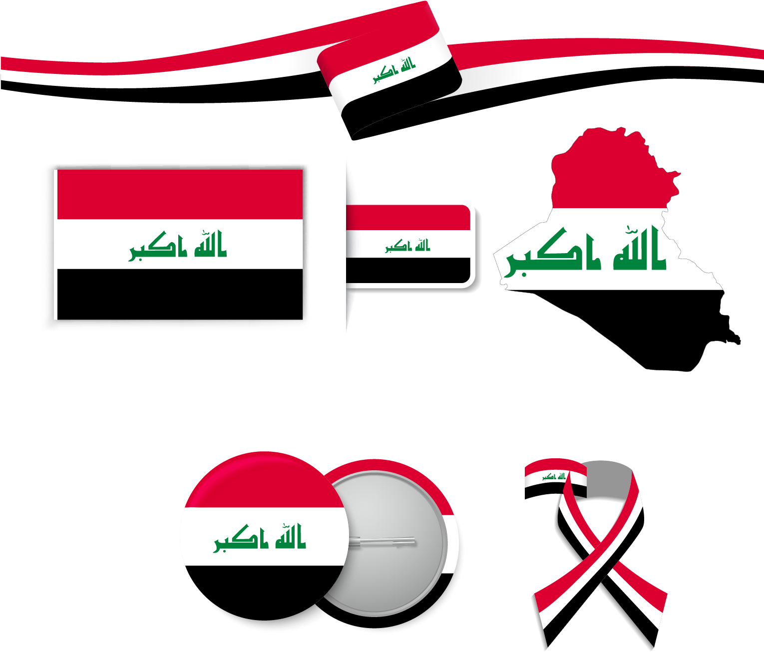 Iraqi Flag Design Elements PNG Image