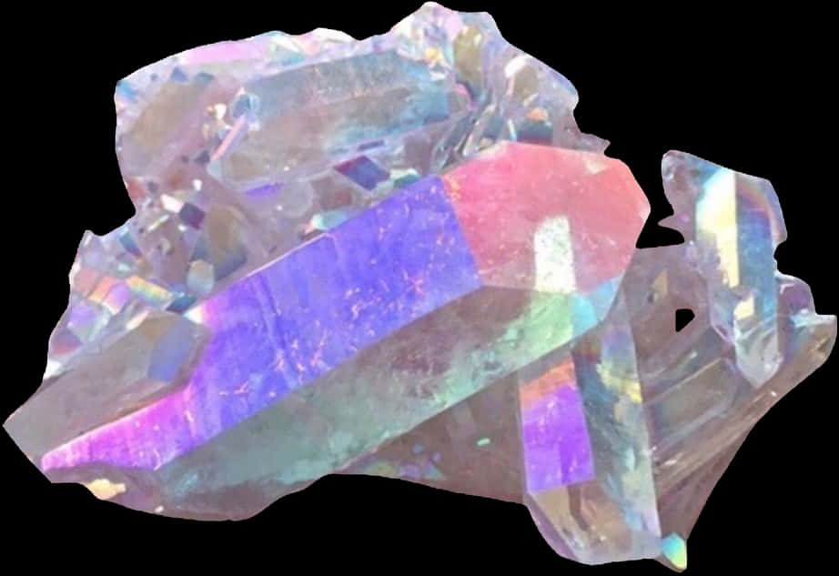 Iridescent Quartz Crystal Cluster PNG Image