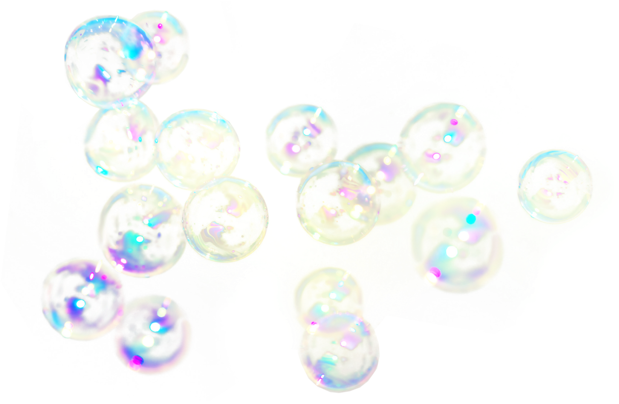 Iridescent Soap Bubbles Cluster PNG Image